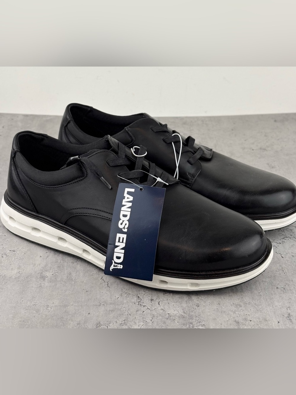 New Lands' End Men's Sport Oxford Black Comfort Casual Dress Shoes Men's Size 12